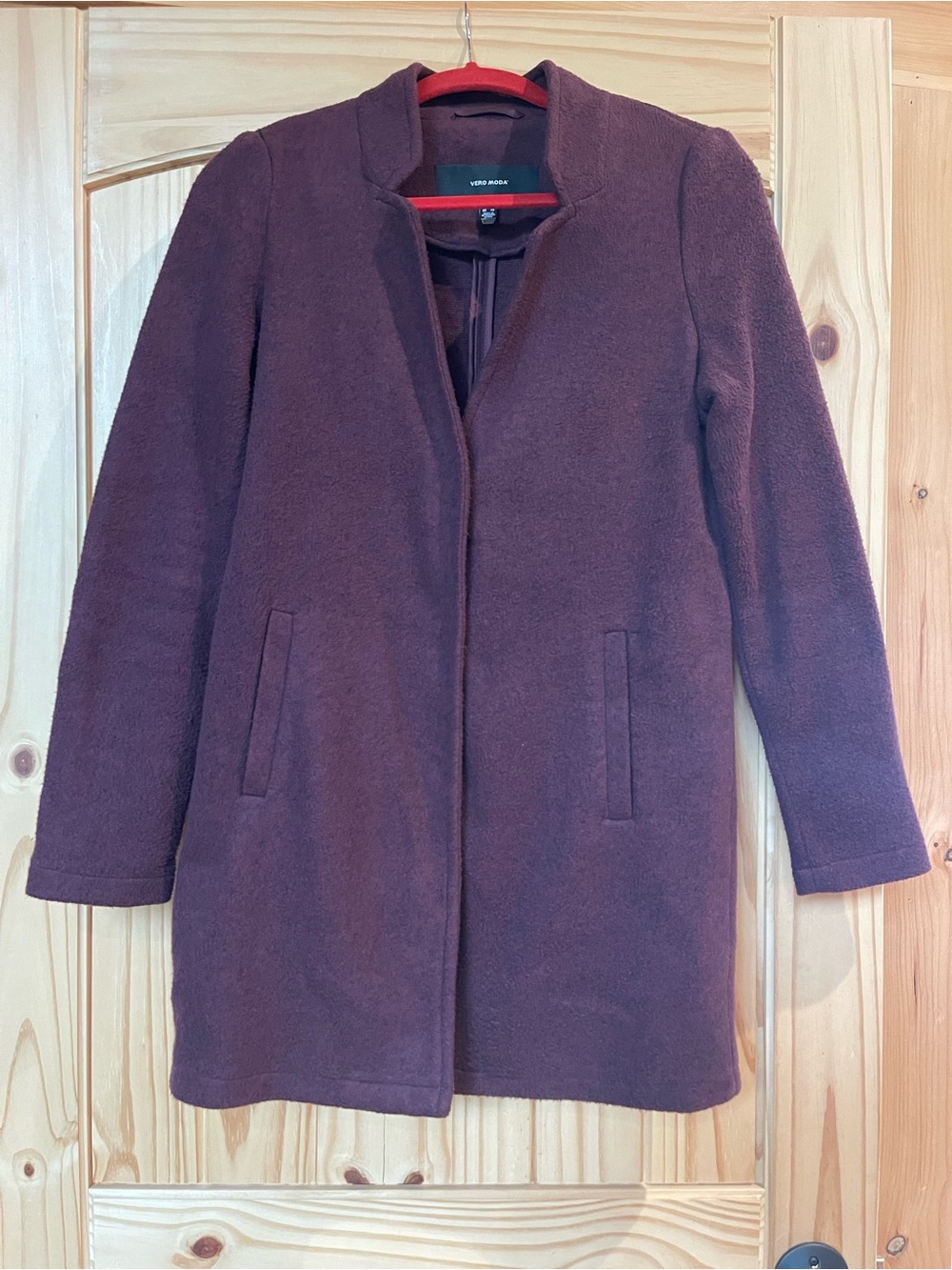 Vero Moda Women's Dark Plum Single-Breasted Pea Coat